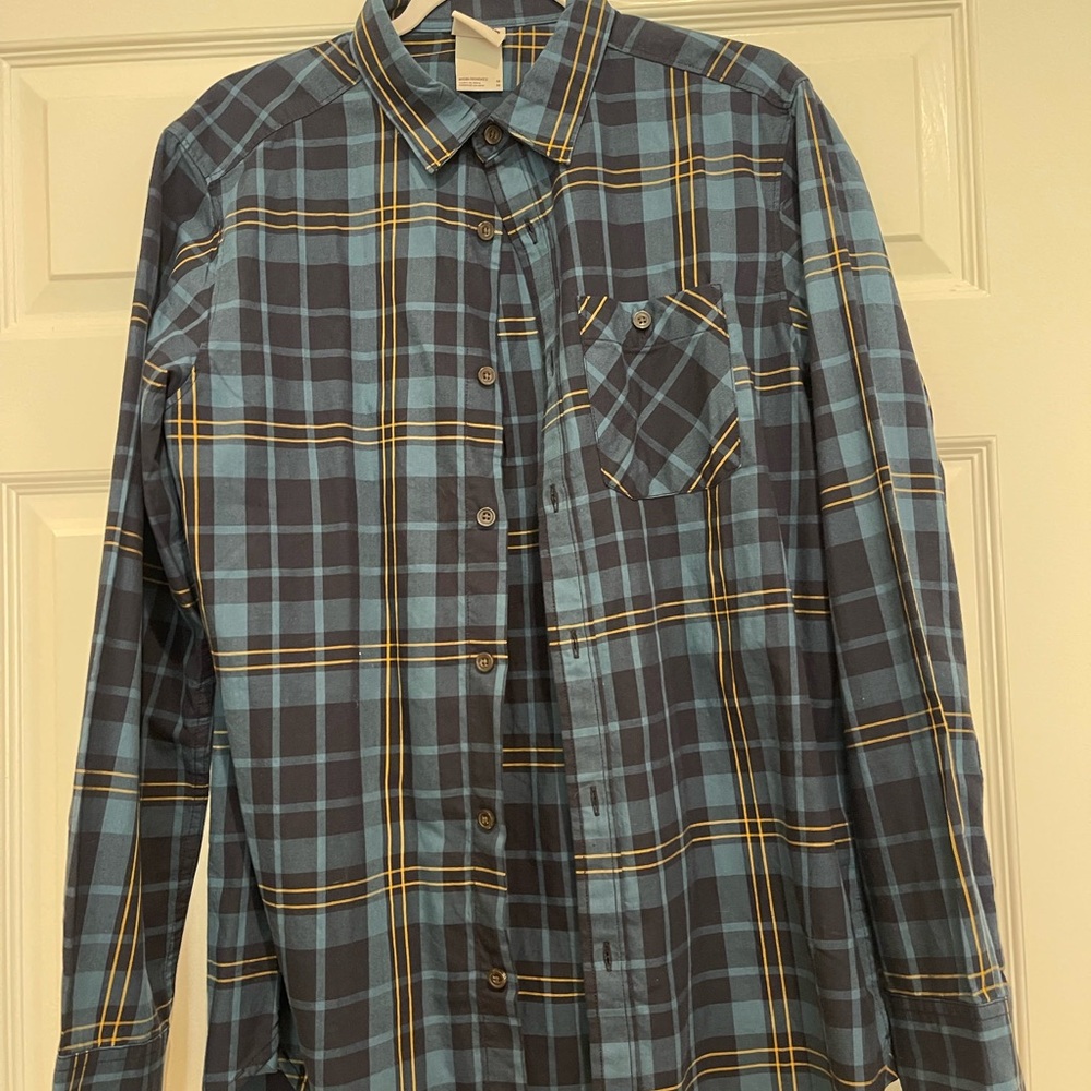 The North Face Blue and Yellow Plaid Casual Shirt